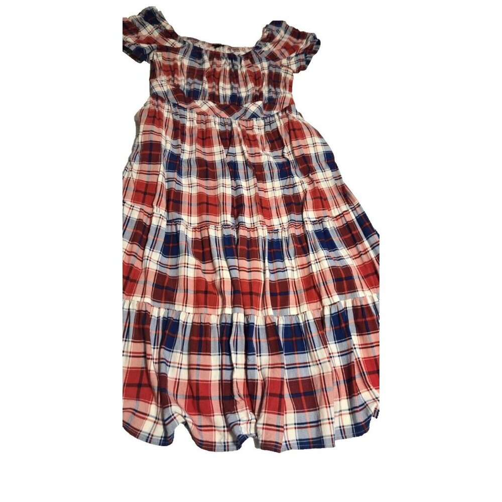 Torrid Puff Sleeve Tiered Challis Plaid Red White & Blue Prairie Maxi Dress 1X - Picture 12 of 16